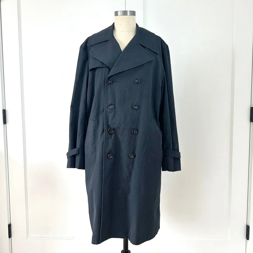 Vintage Clipper Mist London Fog Navy Trench 38‎ Men's Womens Medium Normcore